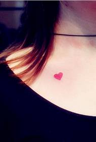 소녀 쇄골 붉은 심장 귀여운 작은 신선한 문신