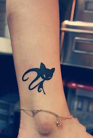 fashion black cat ankle tattoo pattern