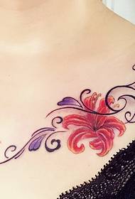 sexy girl clavicle fashion flower tattoo pattern