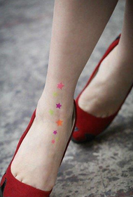 foot-colored colored five-pointed star tattoo pattern