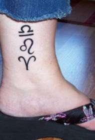 12星座紋身符號女孩腳踝上黑色星座符號紋身圖片