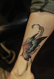 Vakker Flower Butterfly Shank Tattoo