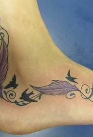 ankle beautiful feather tattoo pattern