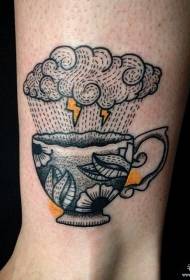 ankle thorn tea cup cloud tattoo pattern