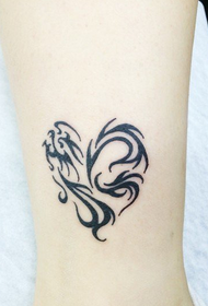 leg cute heart-shaped dragon tattoo pattern