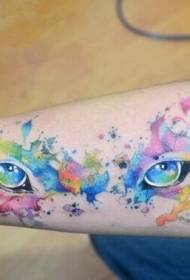sacred animal eye splash ink color tattoo pattern