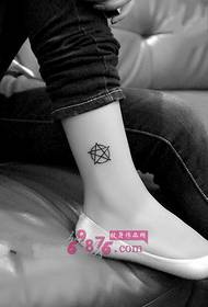 personality black and white Pentagram ankle tattoo