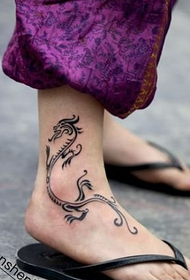 girls Totem dragon tattoo pattern at the ankle