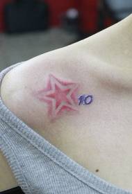 shoulder color five-pointed star tattoo pattern
