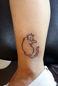 Girls' legs popular simple cat tattoo pattern