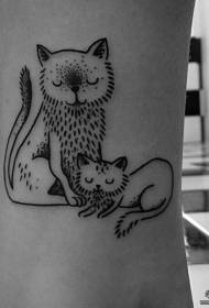 ankel liten färsk linje katt tatuering mönster