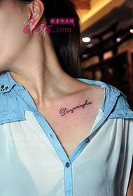 Clavicle small fresh English tattoo picture