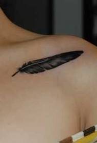 beautiful and beautiful feather tattoo pattern at the collar