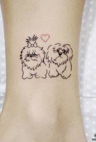 foot small fresh dog heart tattoo Pattern
