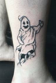 Ghost Tattoo Pattern Boys ტერფები შავი მოჩვენება ტატუ სურათზე