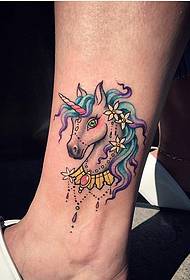 ankle unicorn tattoo pattern