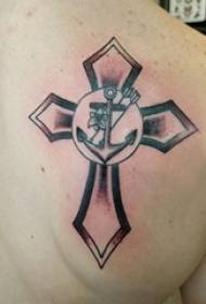 back tattoo male boys back on the boat Anchor and cross tattoo picture