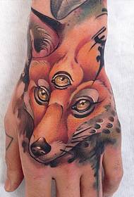 hand back fox tattoo pattern