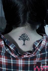 Fresh small tree back neck tattoo picture