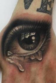 hand back realistic tear eye tattoo pattern