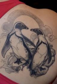 Penguin tattoo figure on the back of the black penguin tattoo picture