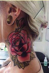 модна женска шия красива роза татуировка модел картина