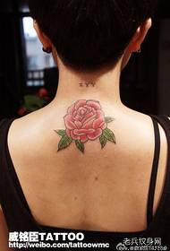girl's neck only beautiful rose tattoo pattern