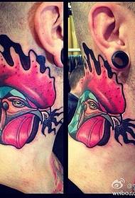 a neck color Rooster tattoo pattern