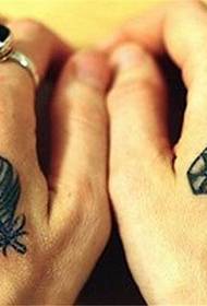 diamond and pen tattoo on the back of the hand