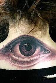 cool invincible neck back 3d eye tattoo pattern