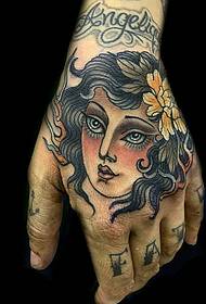 hand back Girl tattoo pattern