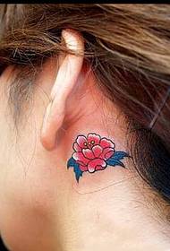 ear peony tattoo pattern