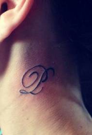 girl P symbol neck tattoo picture