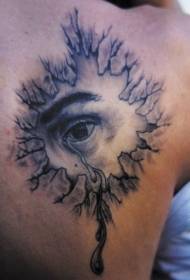 back realistic crying eye tattoo pattern
