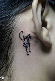 modèle de tatouage oreille chat