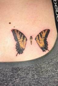 back tattoo female girl on the back of a colored butterfly tattoo picture