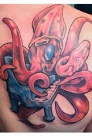 boys painted on the back of the gradient simple line small animal octopus tattoo pictures