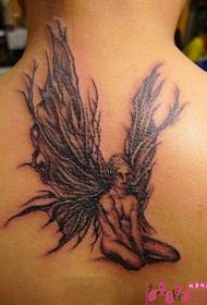 back neck European and American angel tattoo picture
