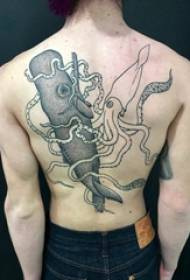 tatouage des garçons mâles sur le dos des images de tatouage de calmar et de baleine