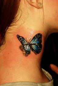 skjønnhet hals vakreste og vakreste 3D sommerfugl tatovering mønster Xin bilde