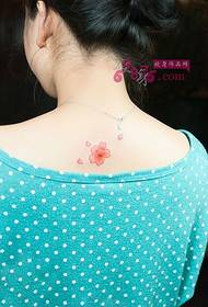 small fresh pink cherry petals Neck tattoo picture