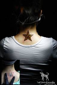 frumusețe gât leopard model de tatuaj stele cu cinci vârfuri