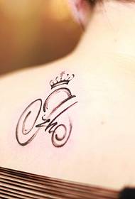back neck creative crown English tattoo picture