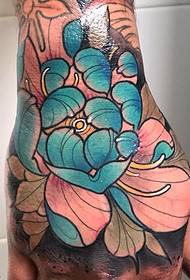 hand back flower tattoo pattern