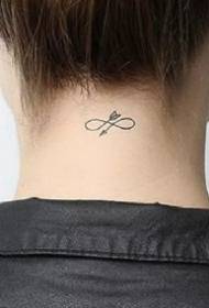 posterior neck tattoo thumbnail - 9 A simple tattoo pattern on the neck of the girl's neck