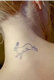 Дівчата красиві гарненький кролик татуювання візерунок малюнок на шиї