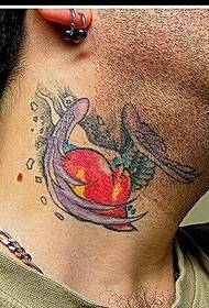 foreign male neck beautiful red heart tattoo picture