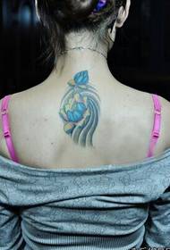schoonheid nek kleur lotus tattoo patroon foto
