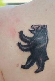 girls on the back of the black point of the simple line of small animal bear tattoo pictures