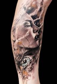 εκπληκτικό μάτια πτώση χρώματος γυναικείο πορτρέτο μοτίβο τατουάζ